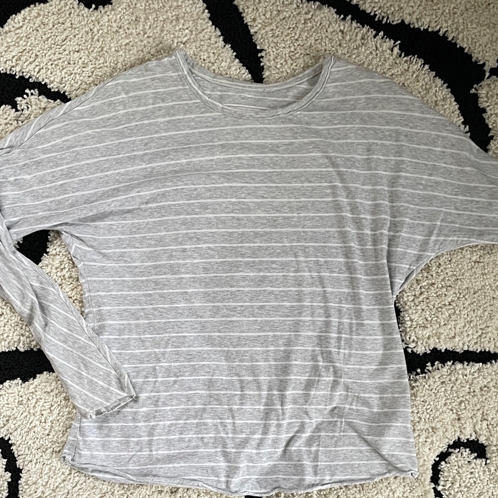 Frank & Eileen grey/white striped l/s tee XS